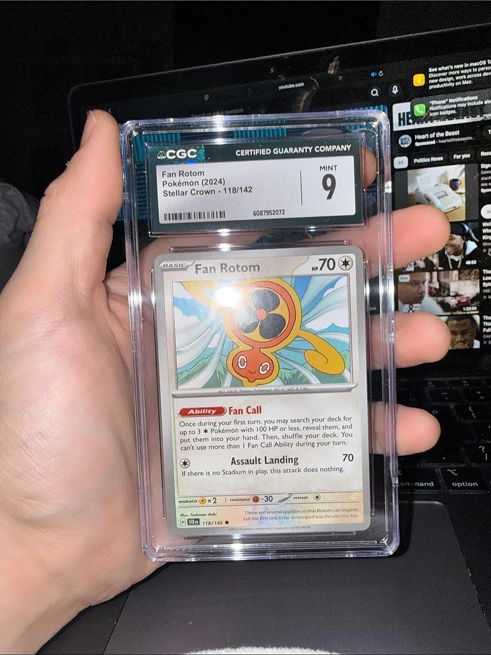 Pokémon Fan Rotom - 118/142 - Stellar Crown (CGC 9 Mint) CGC 9 Mint Trading Card